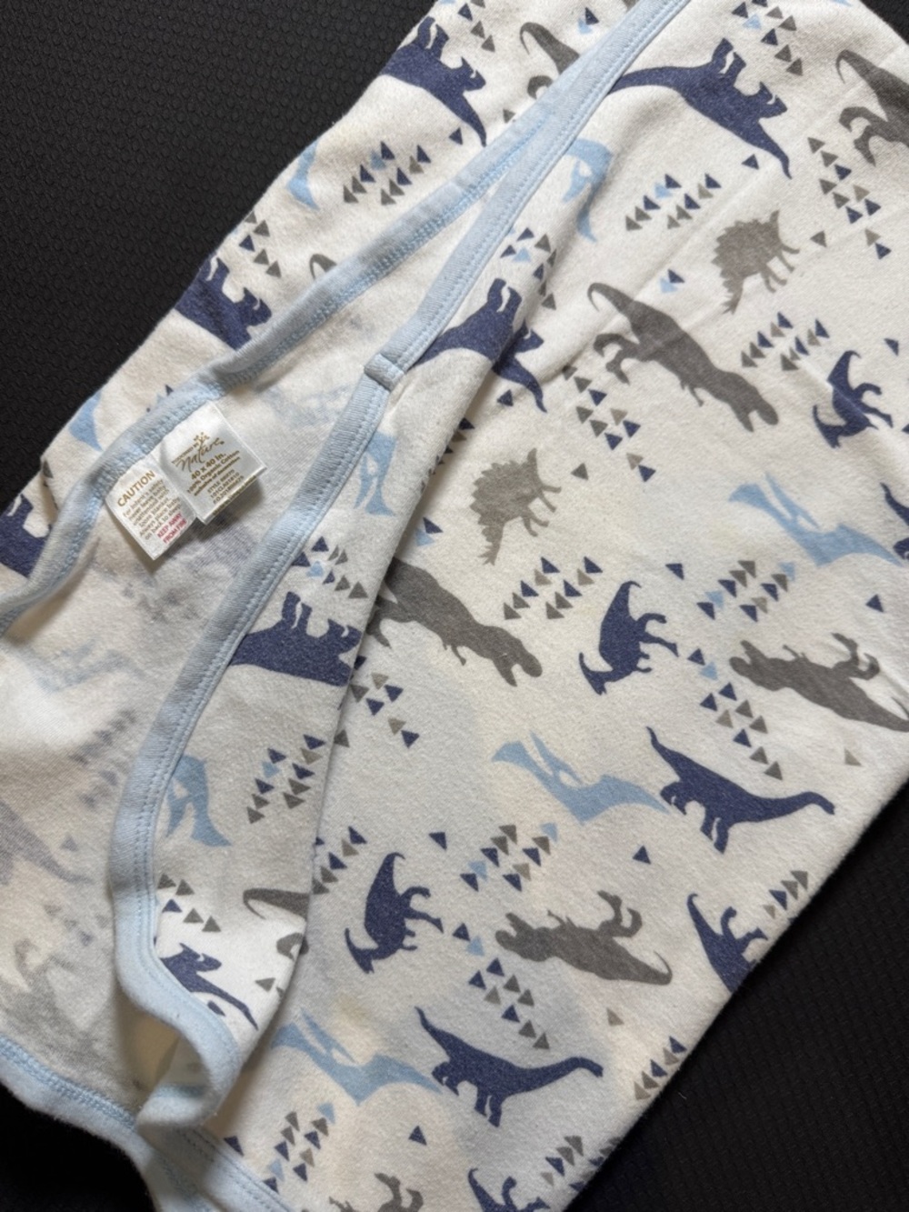 Touched by nature 100% organic cotton blue & Gray Dinosaur blanket